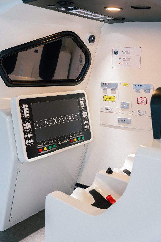 Interior of a lunar module simulator with control panel.