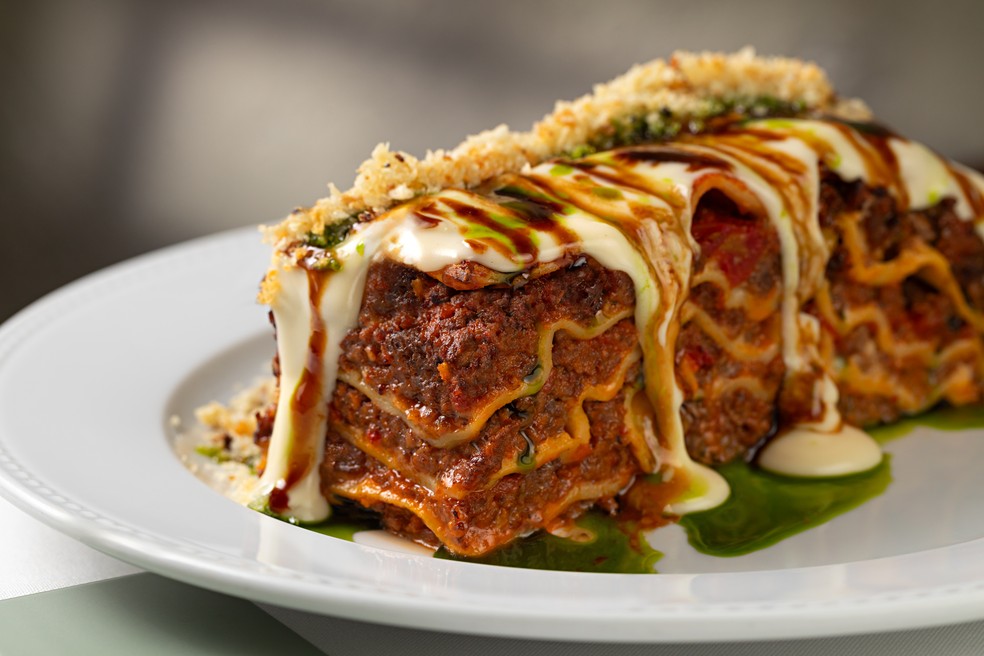 The meat lasagna from Sult: Best Italian of 2025. — Foto: Rodrigo Azevedo