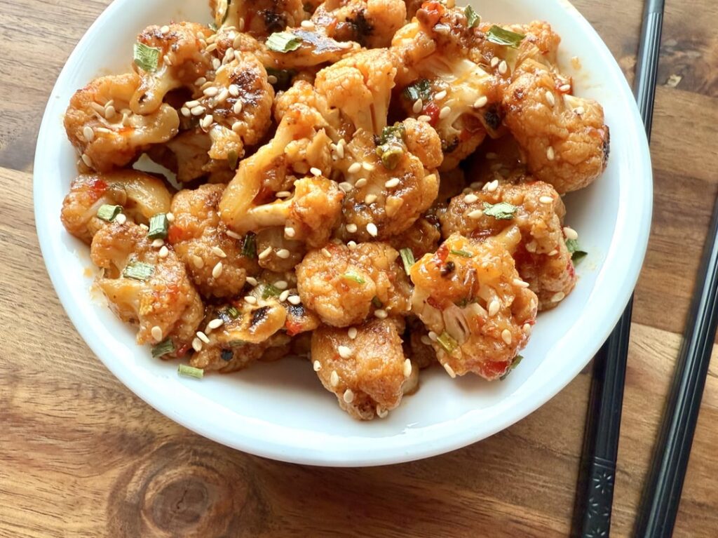 Asian style sweet and spicy cauliflower.