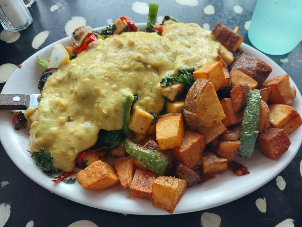 Vegan Benedict, Pick Me Up Cafe, Chicago IL