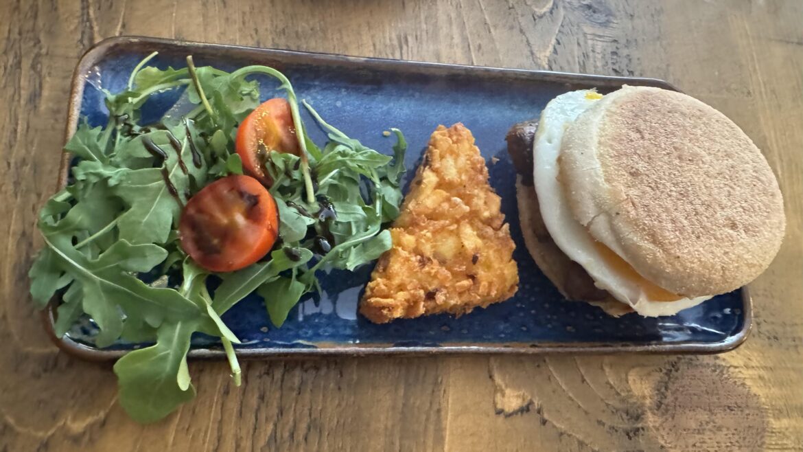 Mamma’s Café. Sausage, fried egg and cheese muffin. £9