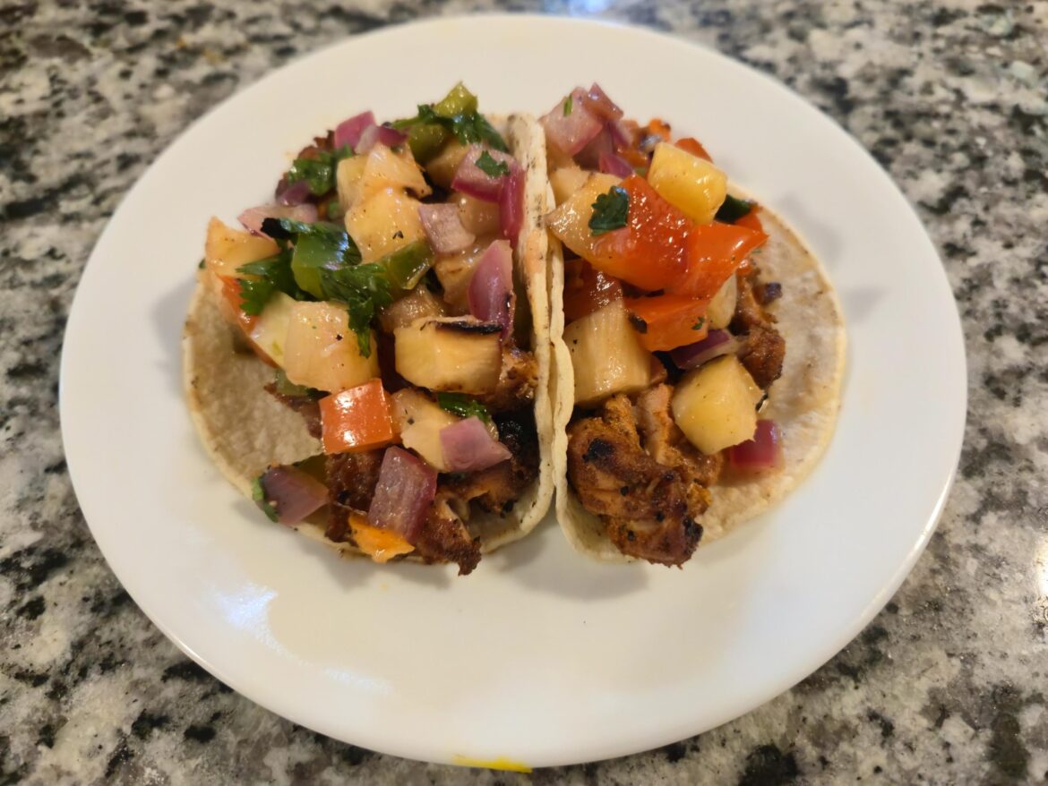 Chile lime chicken tacos with pineapple salsa!