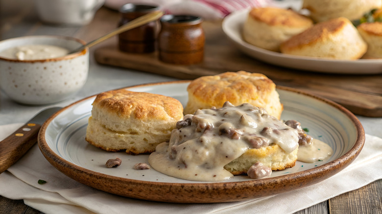 plate of biscuits and gravy