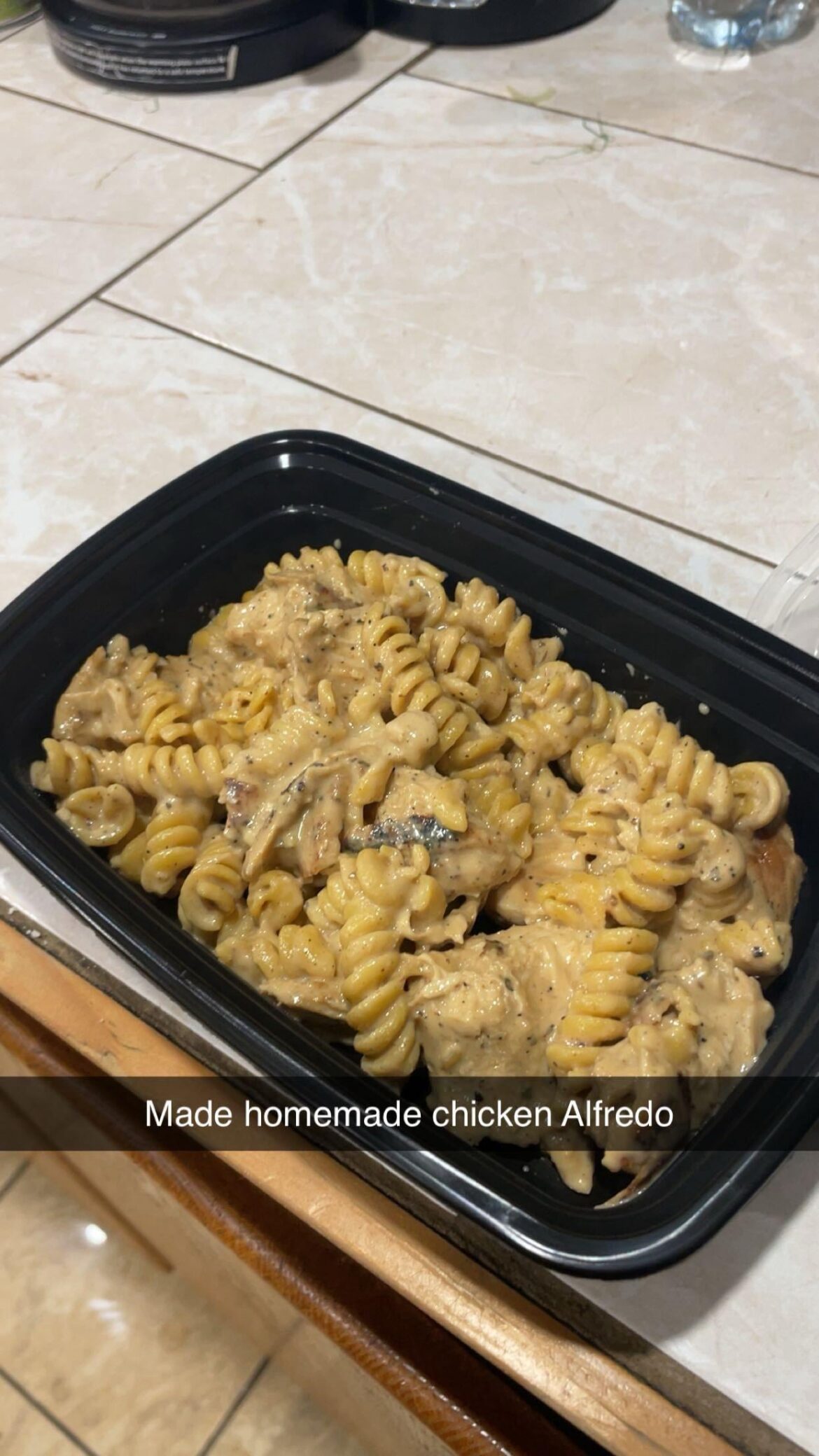 Made low calorie high protein chicken Alfredo