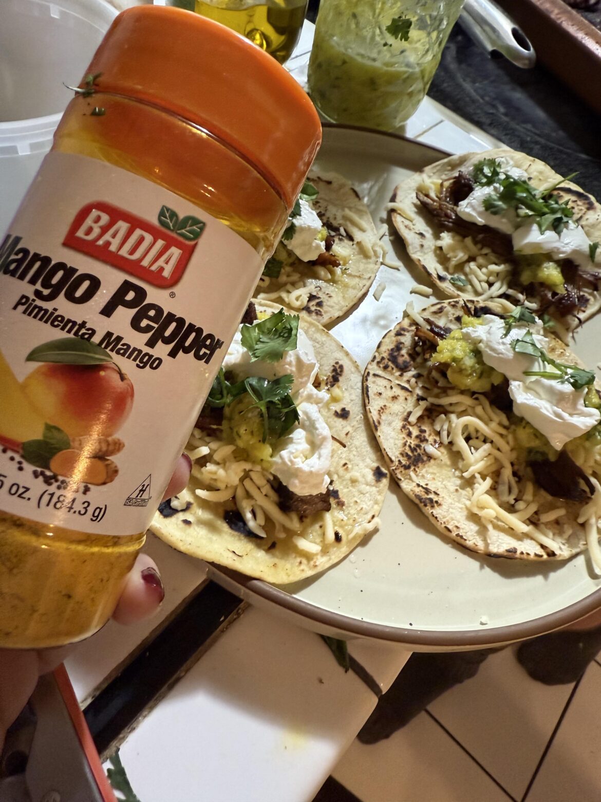 New taco obsession- pork tacos with pineapple salsa and mango pepper