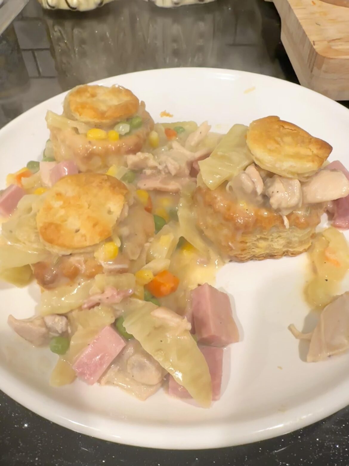 Use frozen puff pastry shells for pot pie instead of buying/making a crust