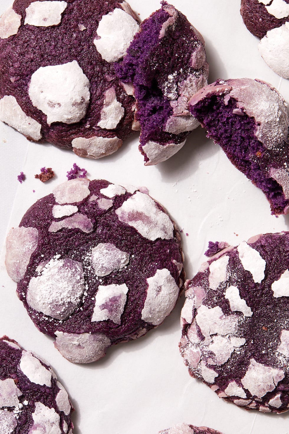 purple ube crinkle cookies