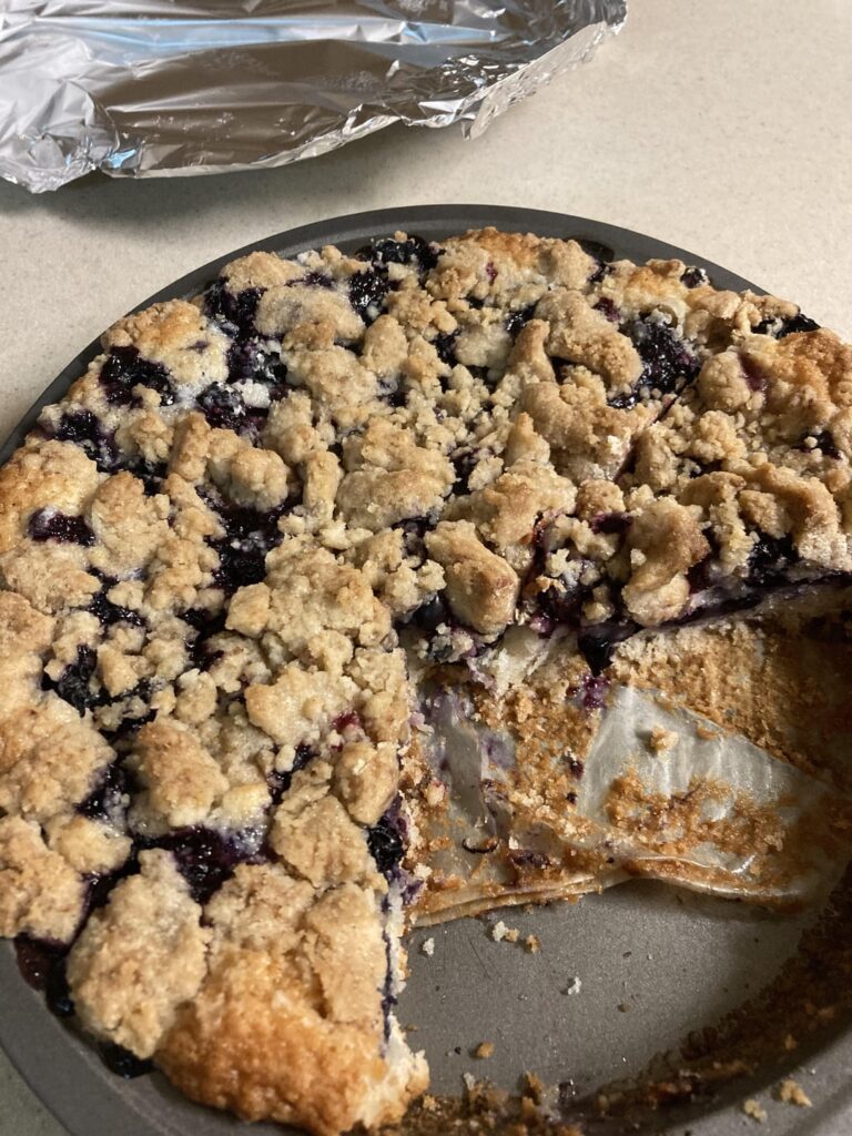 My dad made me lemon blueberry coffee cake.