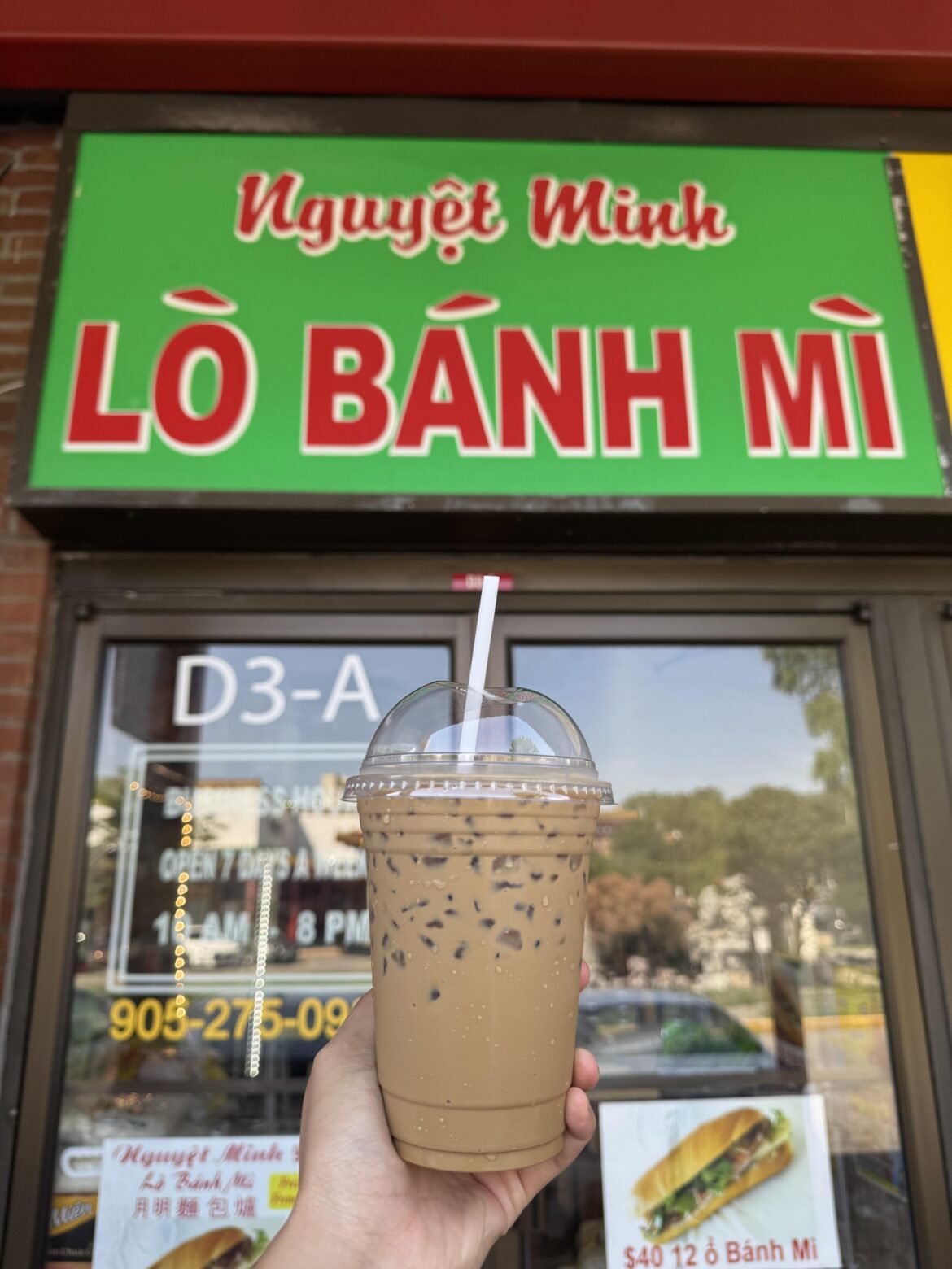 Viet iced coffee at Banh Mi Nguyet Minh in Mississauga, Canada