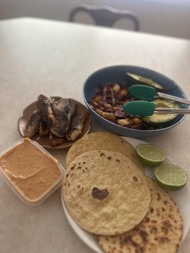 Personally caught Sand Trout fish tacos.