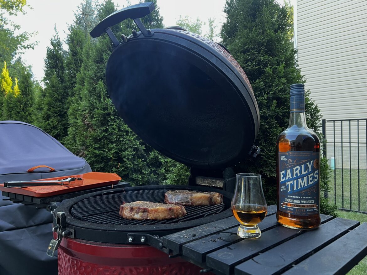 Couple of dry-aged ribeyes and some Bourbon.