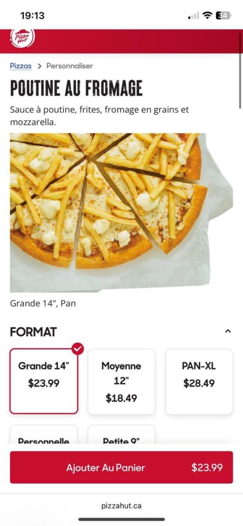 Poutine chez Pizza Hut