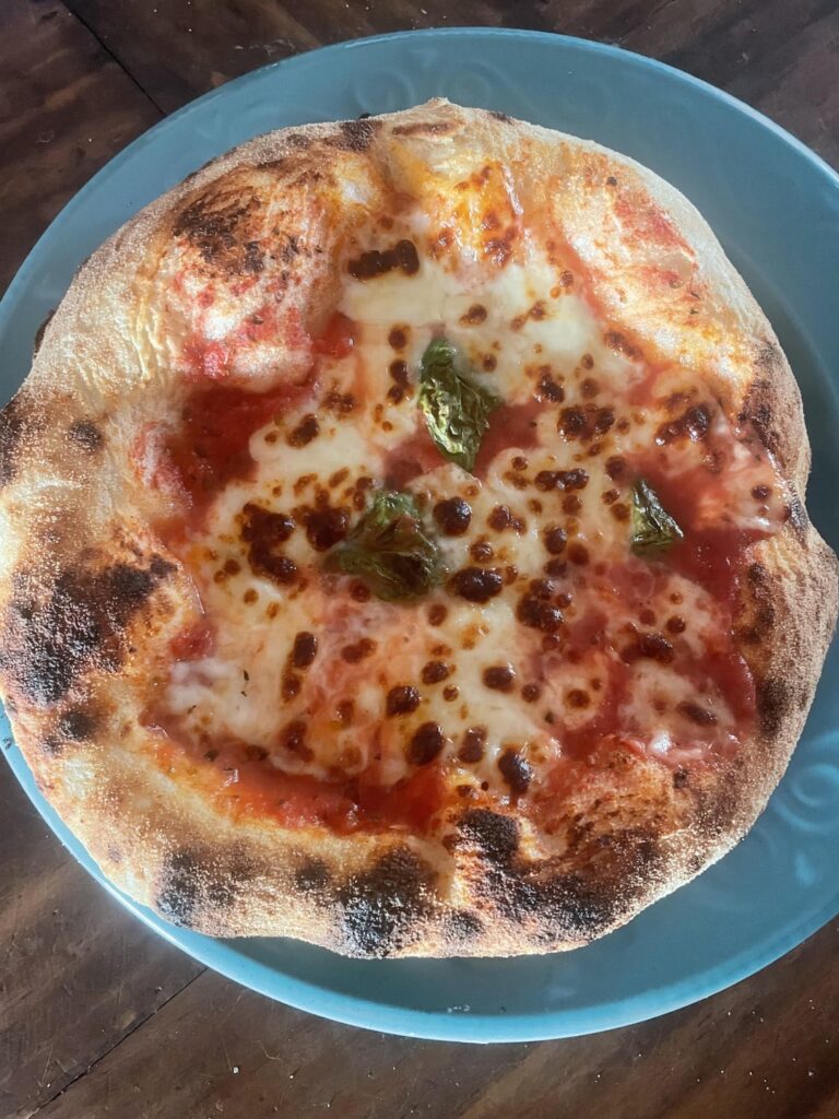 Hand mixed sourdough pizza.
