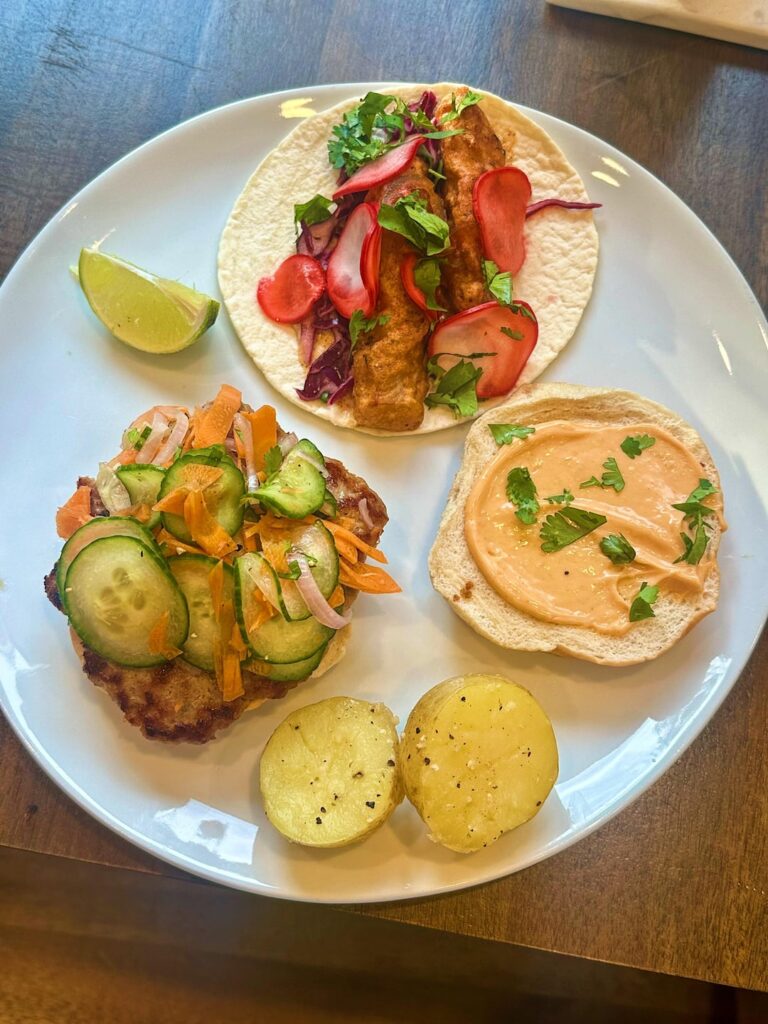 Baja Fish Tacos and Pork Banh Mi Burgers