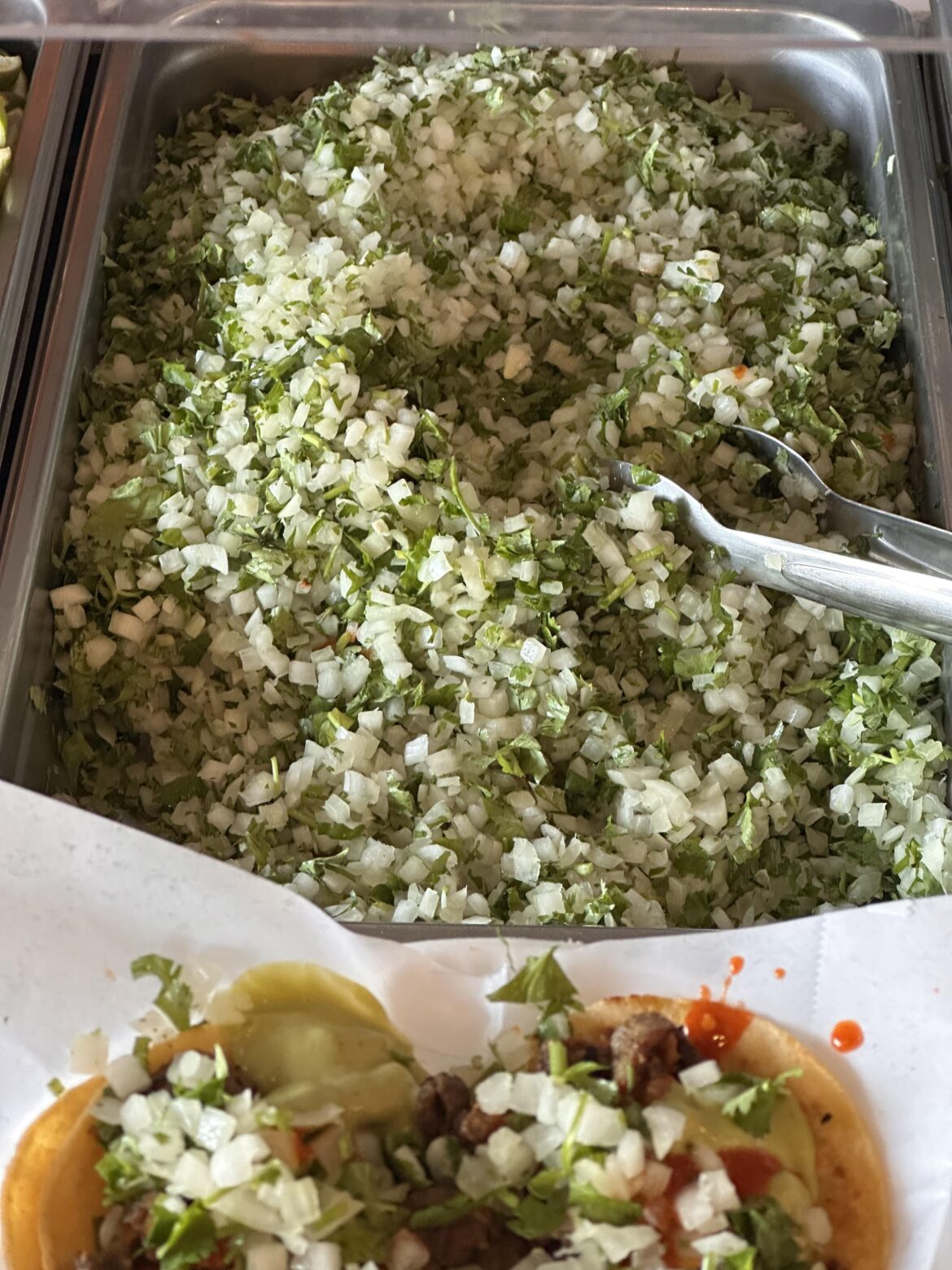 Tacos for lunch- Almost dove into the onion tray