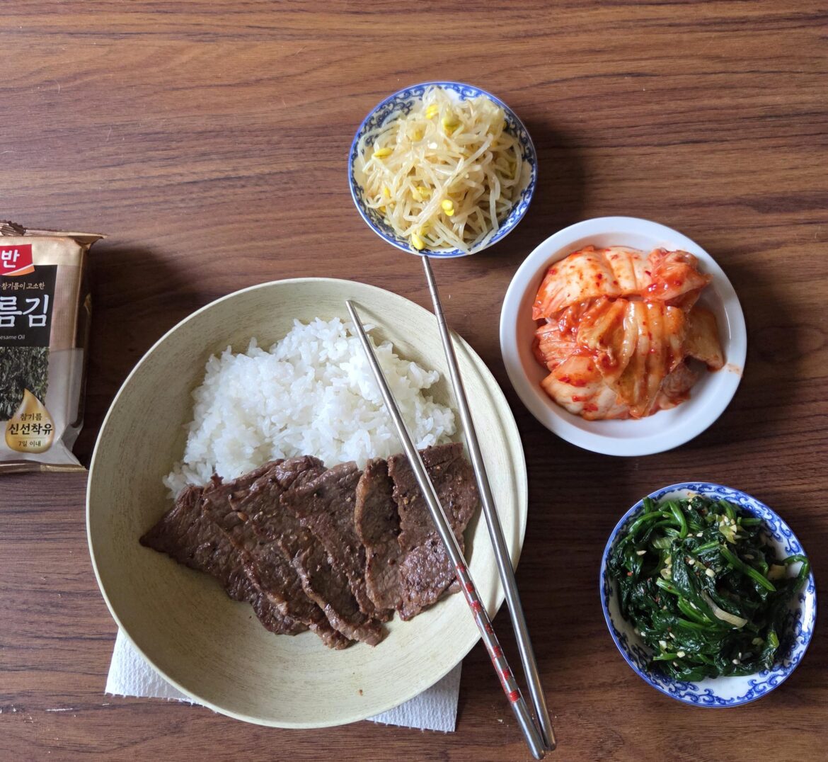 Bean Sprout and spianch banchan I made for dinner last night ☺️