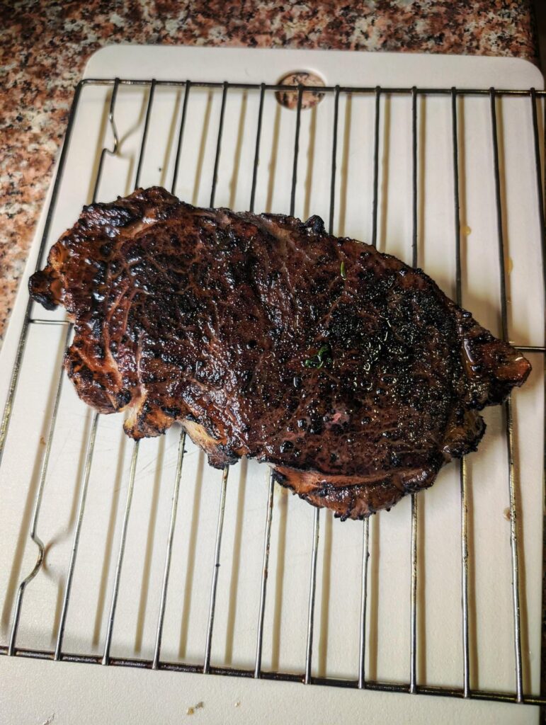 Results on how I bathed the steak, 133f for 4 hours Results on how I bathed the steak, 133f for 4 hours