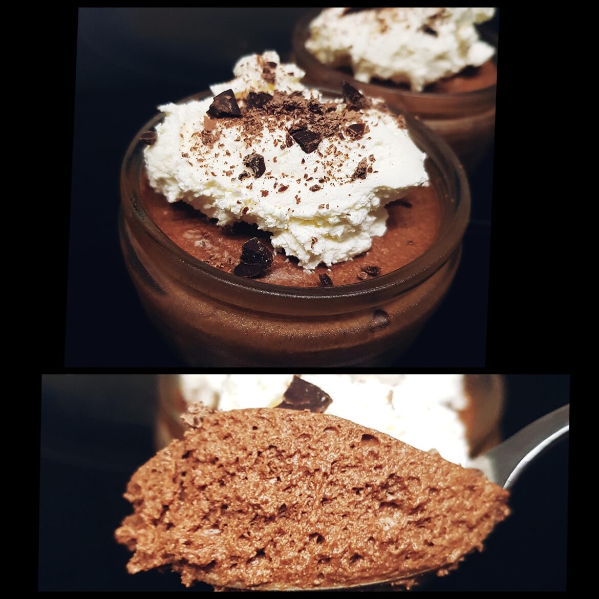 New Here and Not a Dessert Maker and a Rare Dessert Eater. But This Was a Personal Triumph. Chocolate Mousse with Whipped Cream.