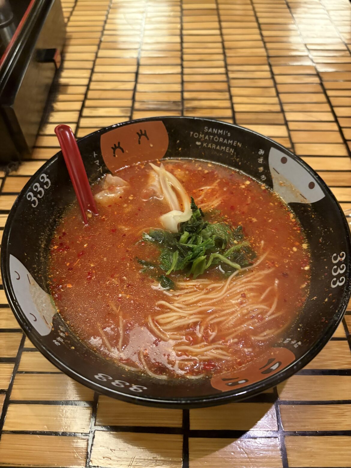 Spicy Tomato Ramen in Fukuoka, where it is popular among the locals