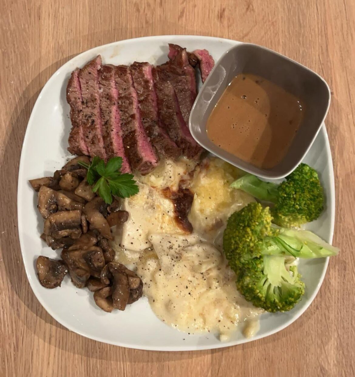 I made this beautiful steak last night with potatoes and gravy!