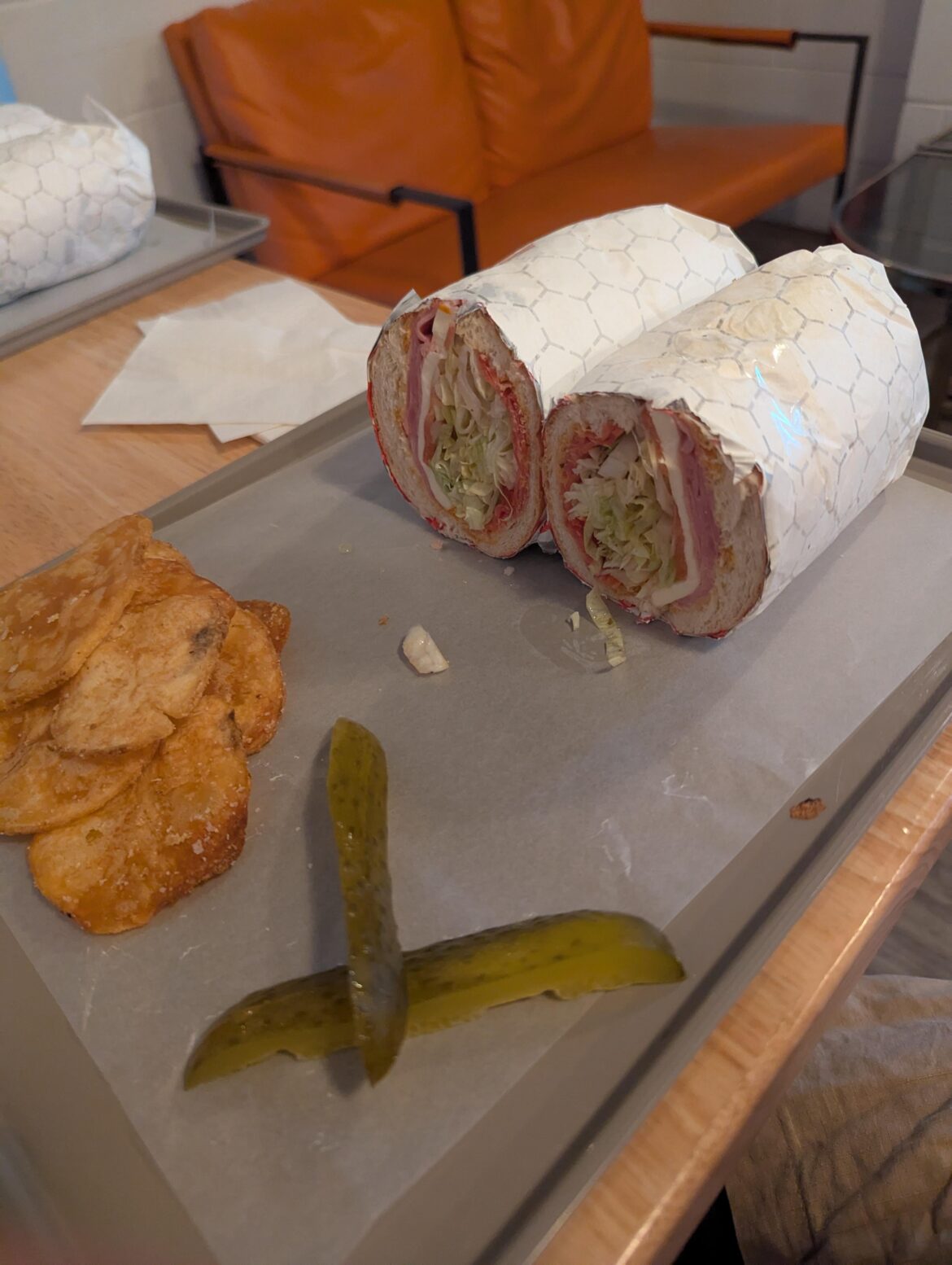 Italian sub at a local deli.