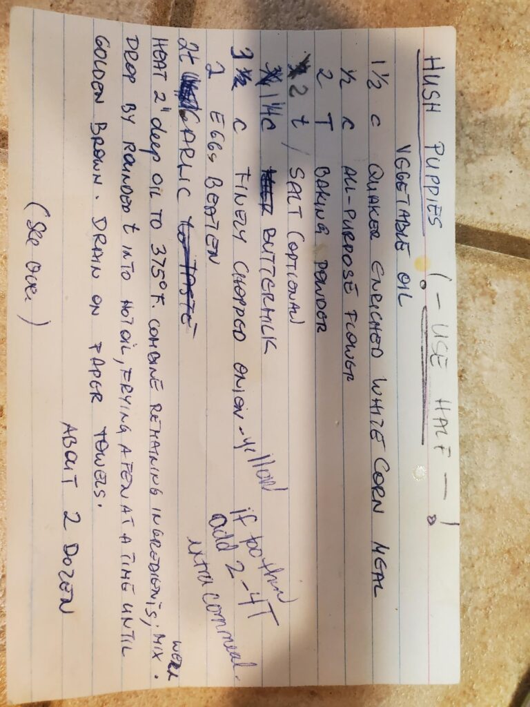 Two good hush puppy recipes.