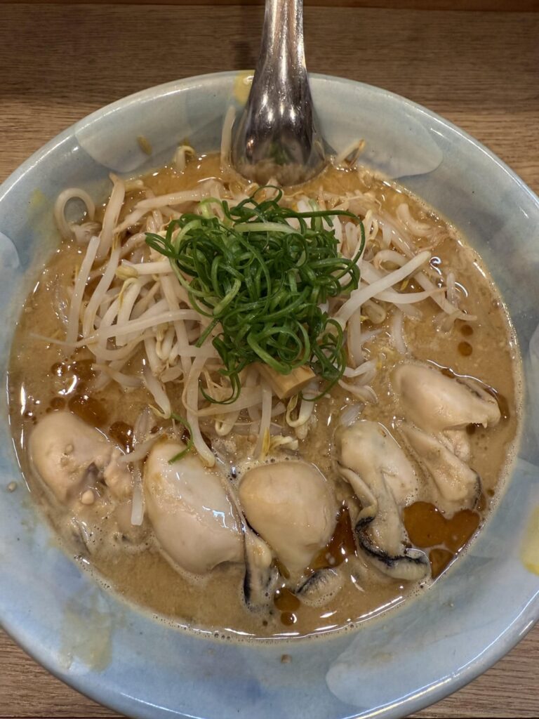 Oyster miso ramen at chukasoba mentosoup in fussa Tokyo
