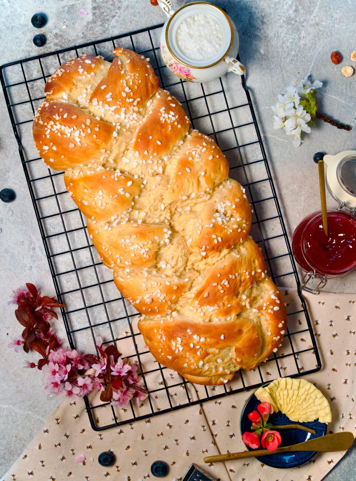 Braided brioche bread right out of the oven