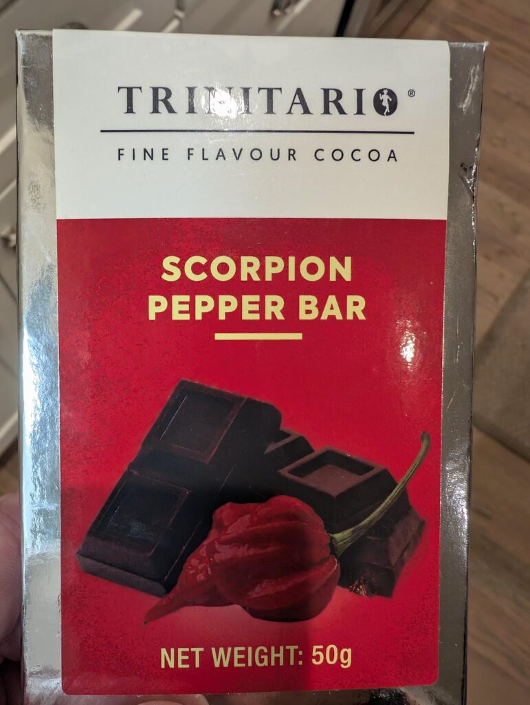 Mango ice cream with scorpion pepper chocolate chips