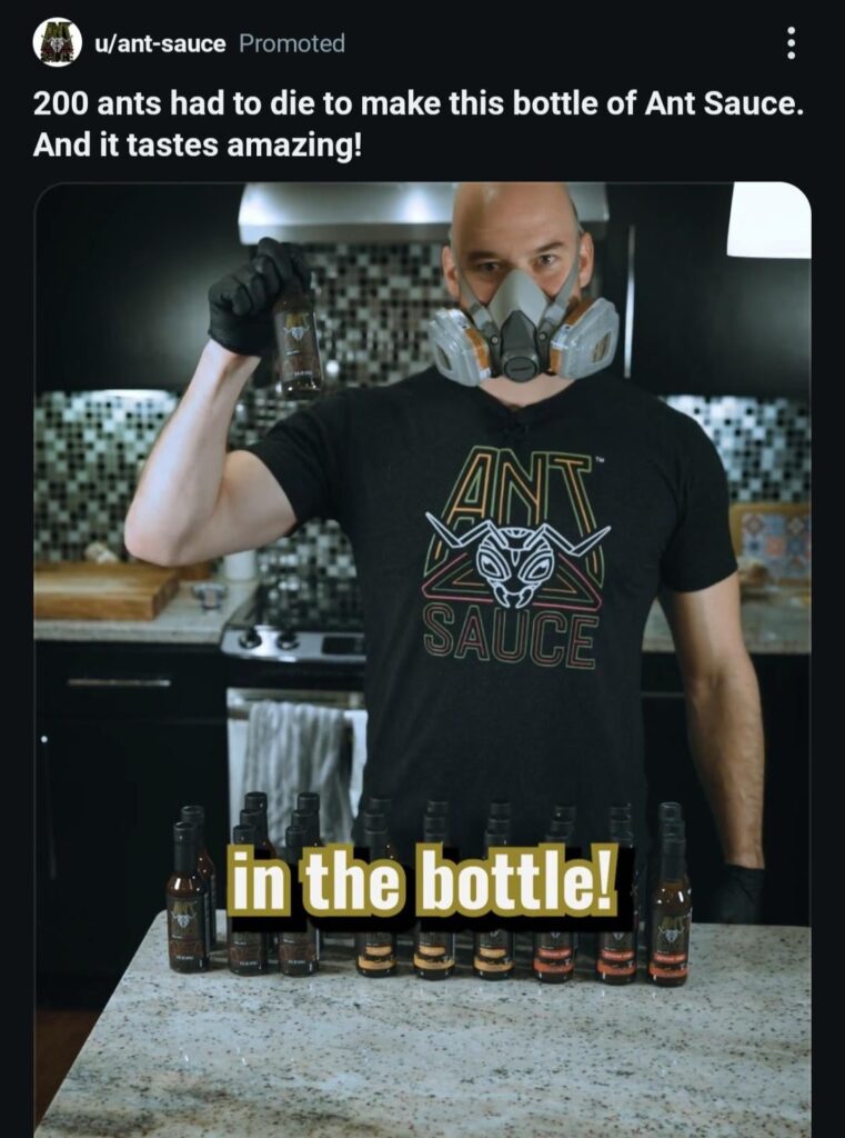 Made from ants, marketed with a respirator