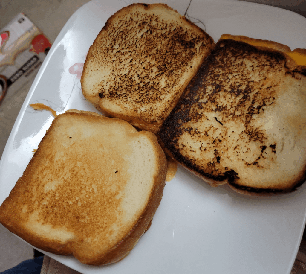 Got some slightly burnt grilled cheese and about to watch a movie. I really need some comfort, my grandpa just passed away.