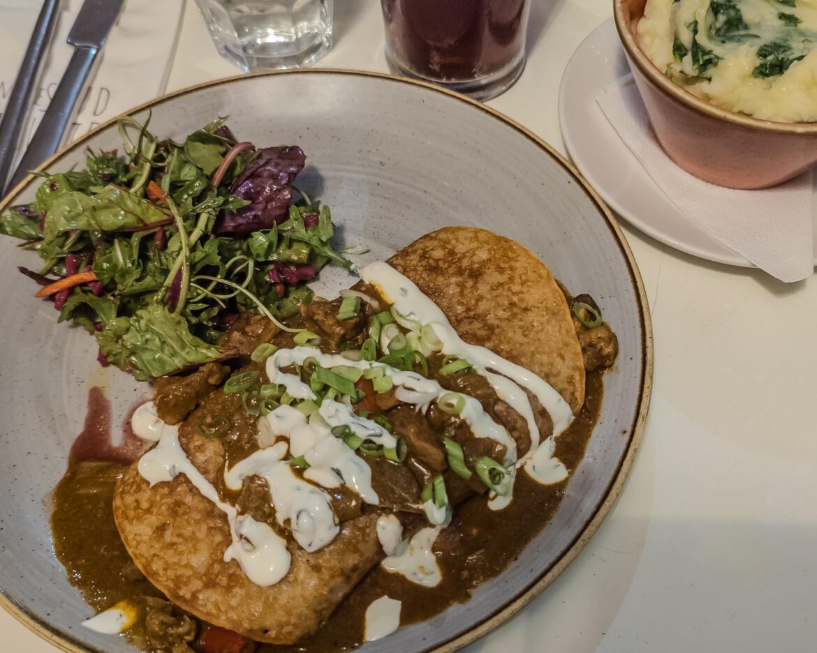 Boxty with lamb. Boxty is a traditional Irish potato pancake