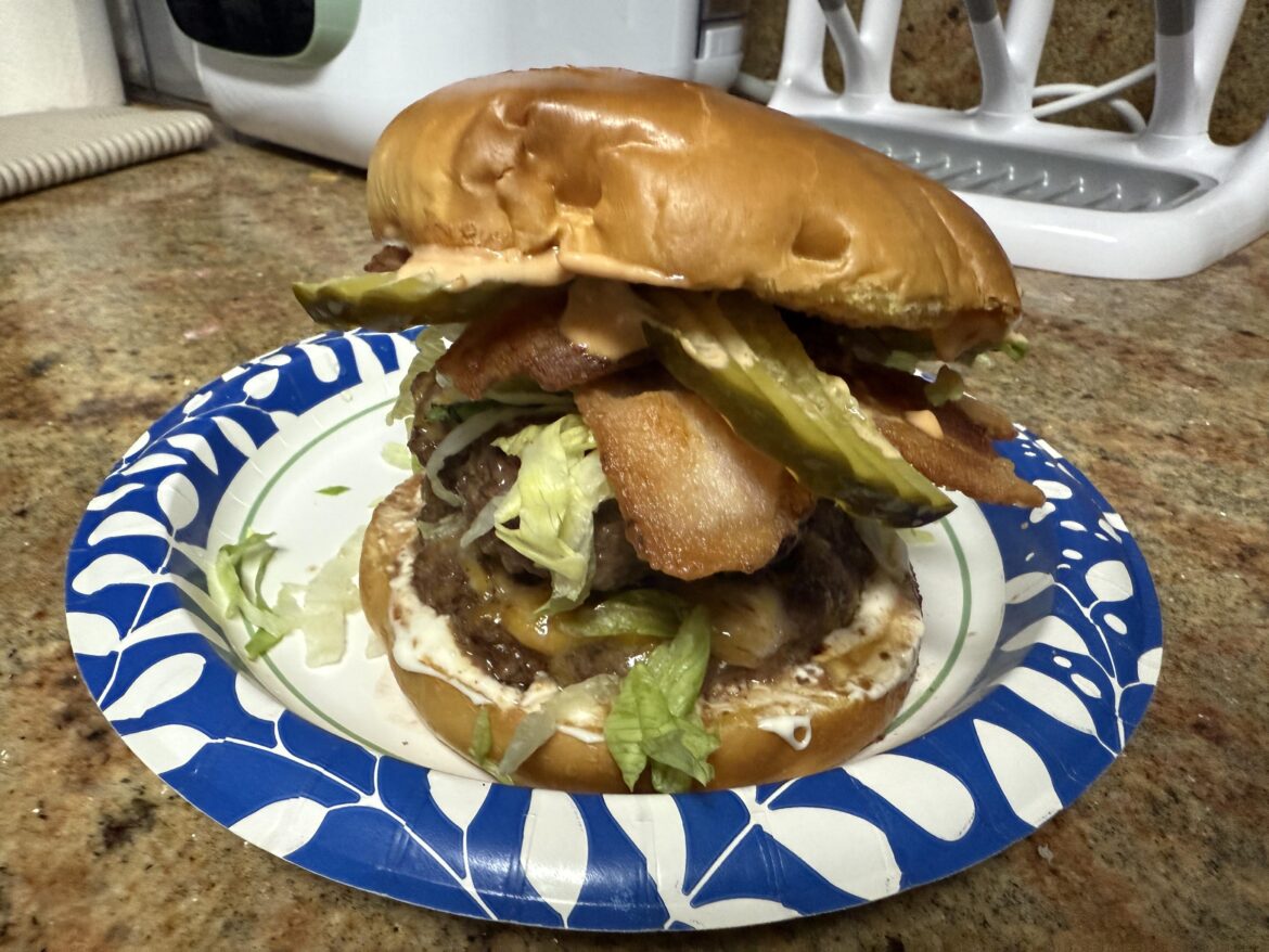 Recreated Del taco’s bacon double Del from scratch with 1/4 lb tri tip patties