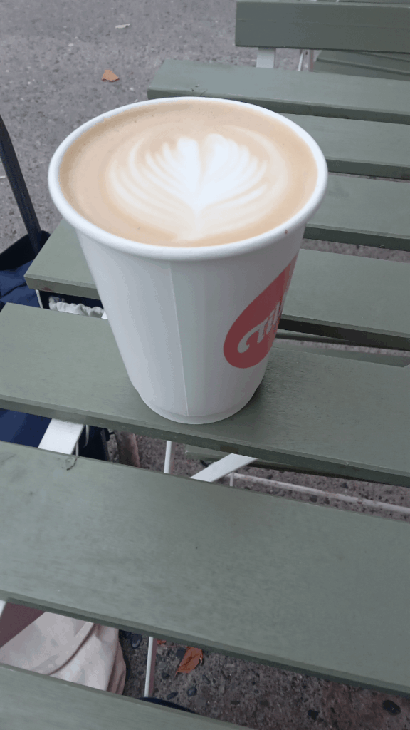 My coffee from a local coffee shop called Tillys