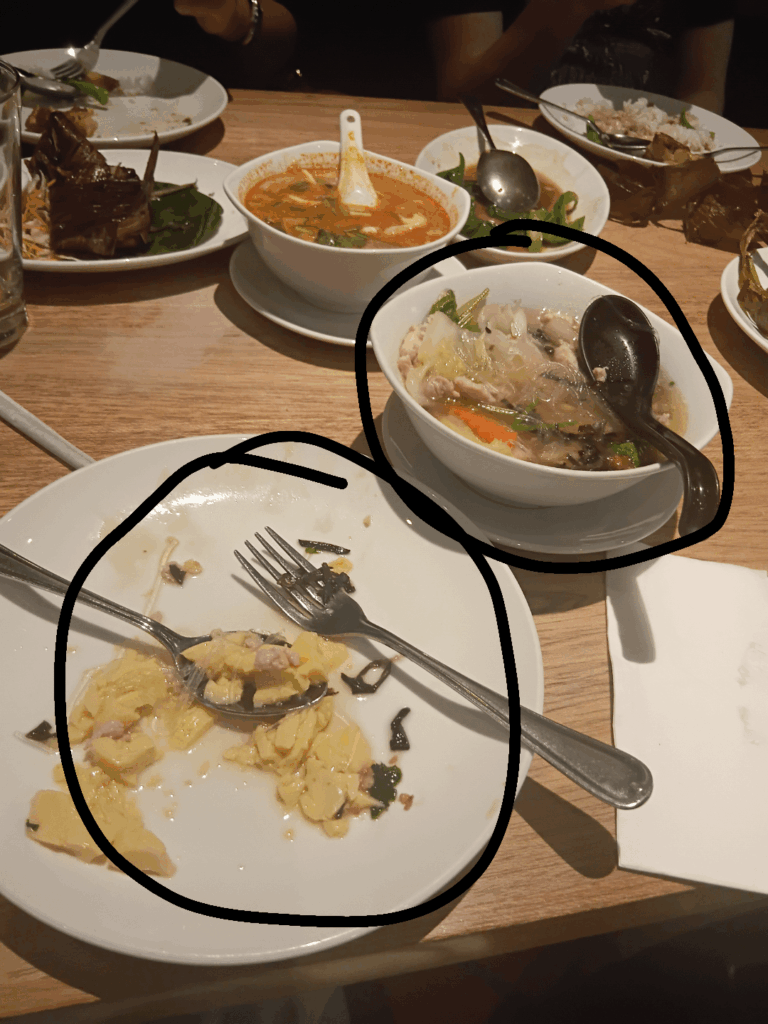 Clear chicken ,glass noodle and veg soup I got at a Thai restaurant+ an iced tea