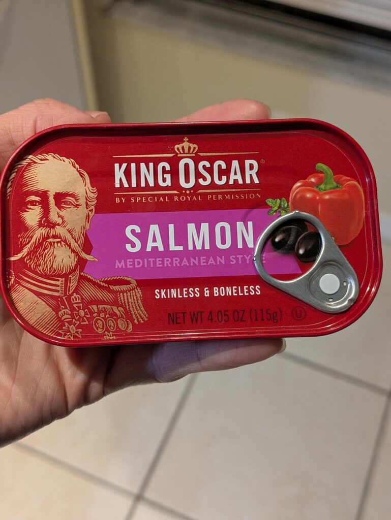 Learning to enjoy canned fish- King Oscar Mediterranean salmon Learning to enjoy canned fish- King Oscar Mediterranean salmon