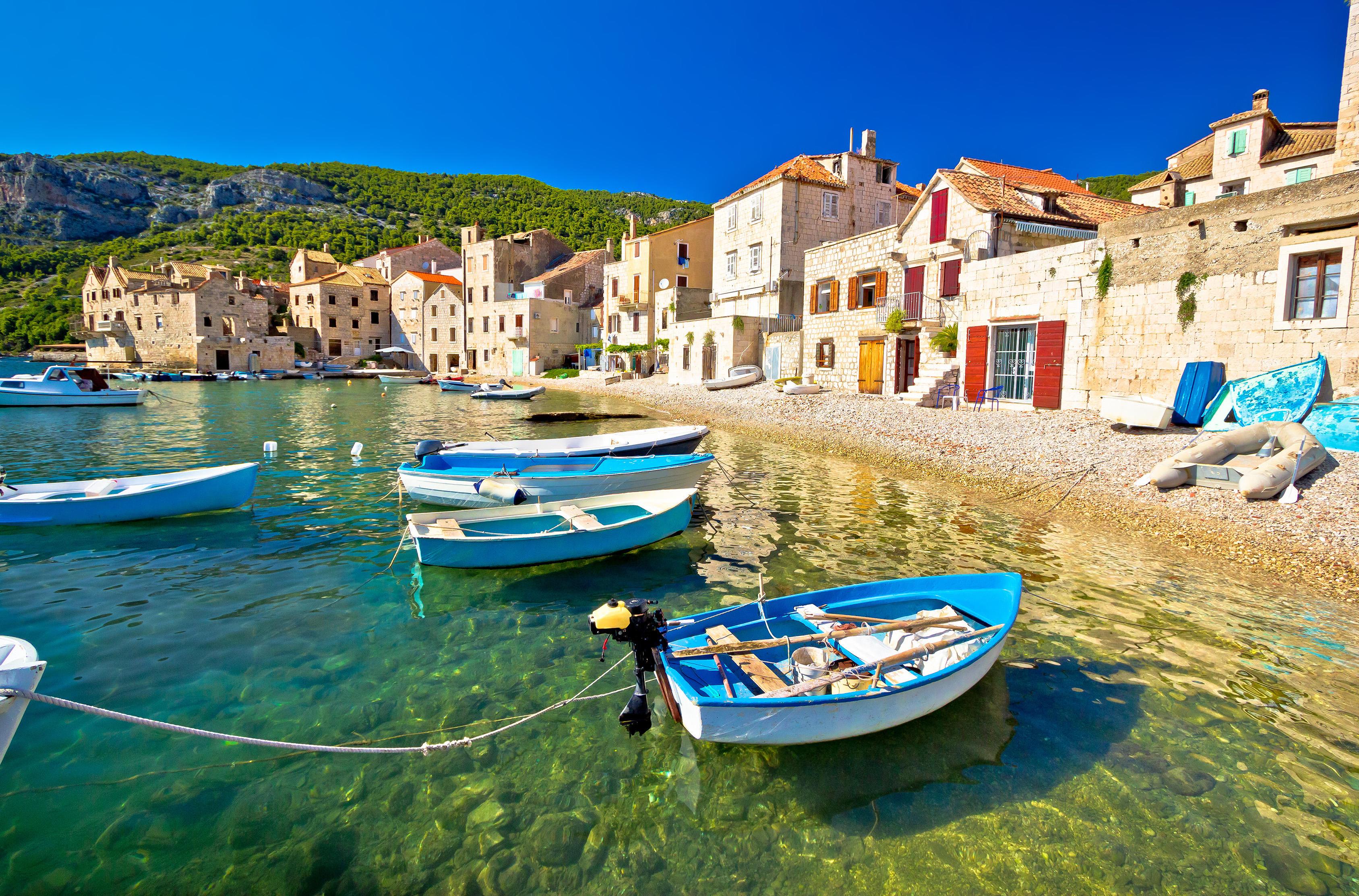 Scenin beach in Koiza waterfront, Island of Vis, Croatia.