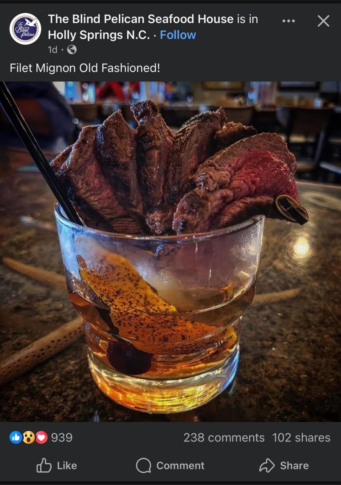 Wet steak and beef whiskey