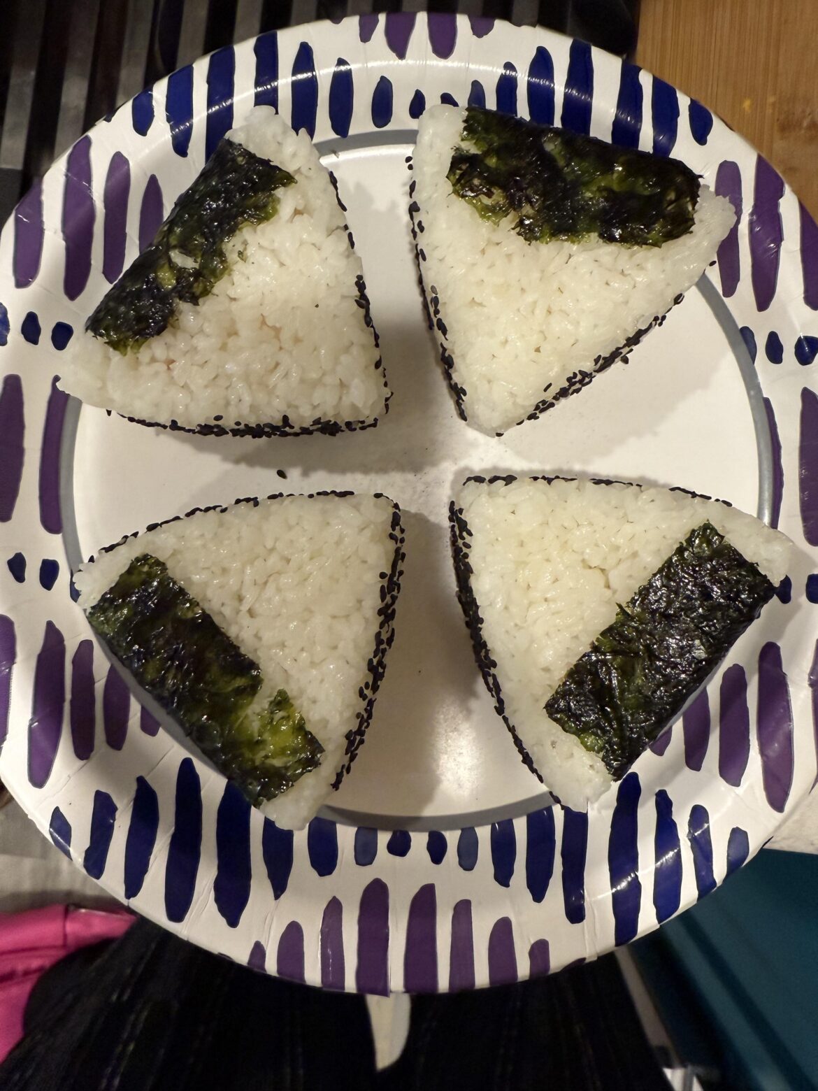 I made salmon stuffed onigiri.