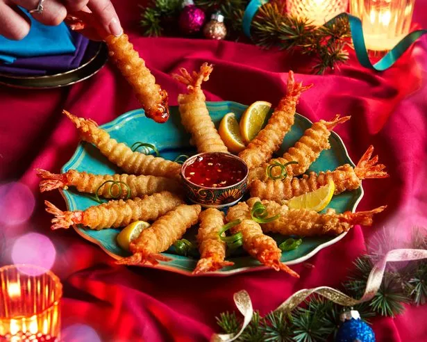 A promo image of tempura prawns for Iceland's Christmas menu