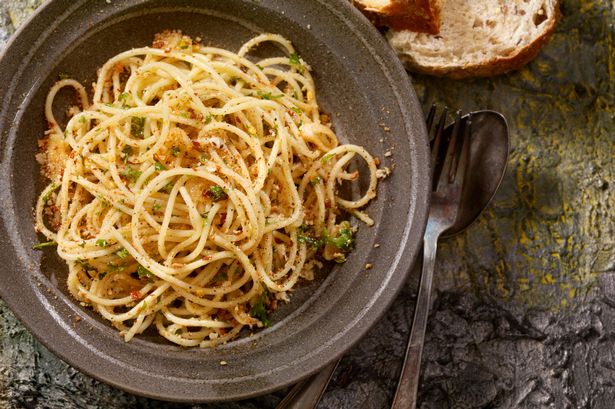 Spaghetti Tossed in Roasted Garlic and Olive Oil -Photographed on Hasselblad H3-22mb Camera
