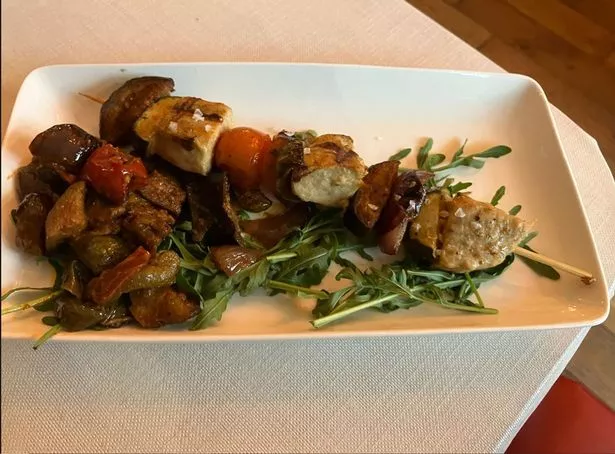 The vegan Espetada was tasty and came with grilled vegetables