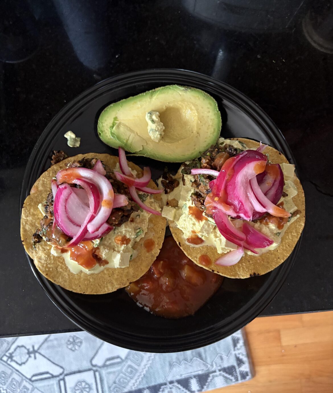Anyway, I made breakfast tostadas Anyway, I made breakfast tostadas