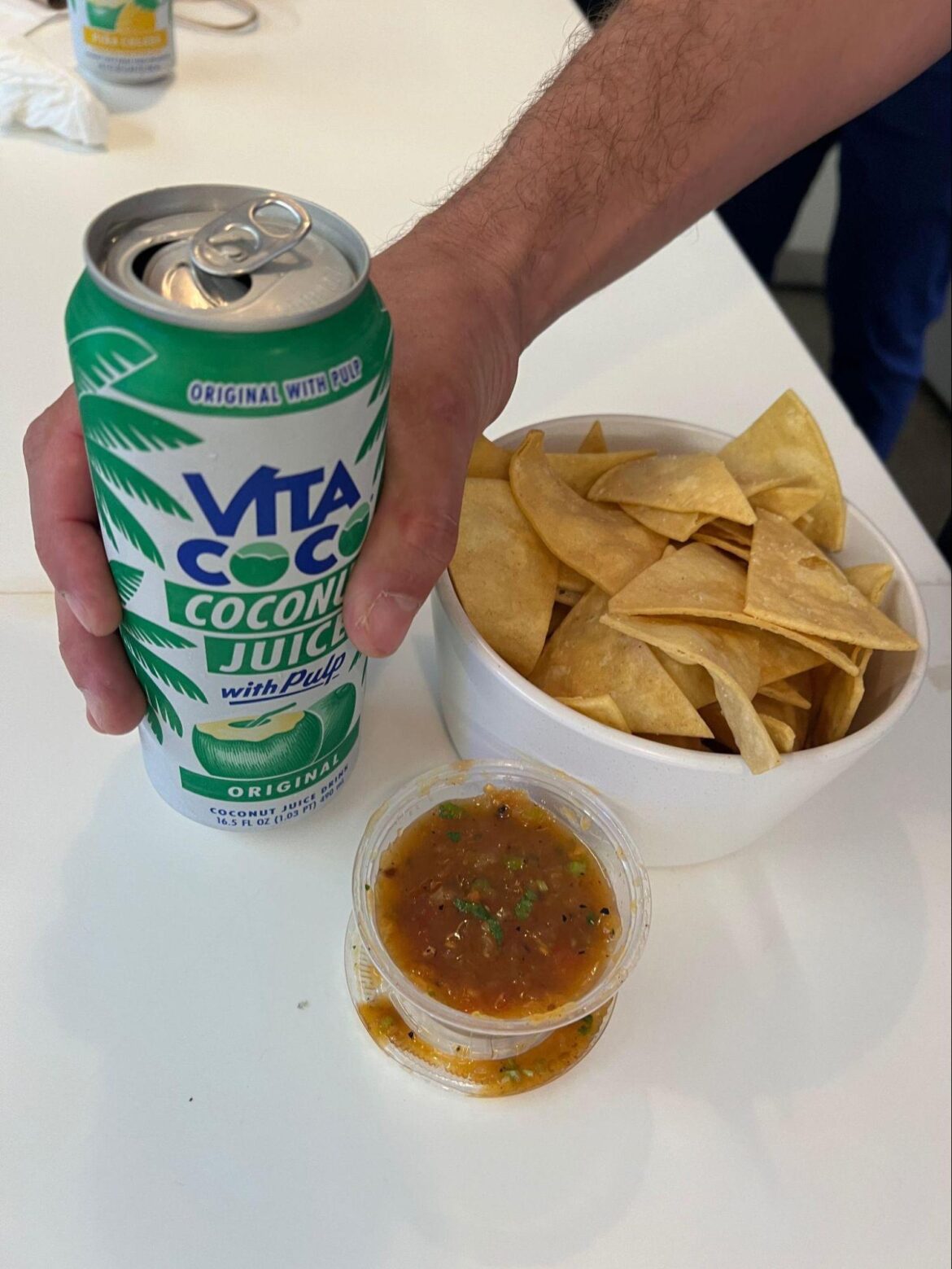 Chewing coconut juice pulp is so satisfying Chewing coconut juice pulp is so satisfying