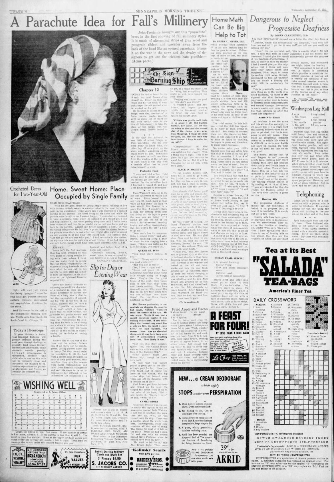 September 17, 1941: Fried Apple and Bacon, Indian Trail Special & Washington Log Roll