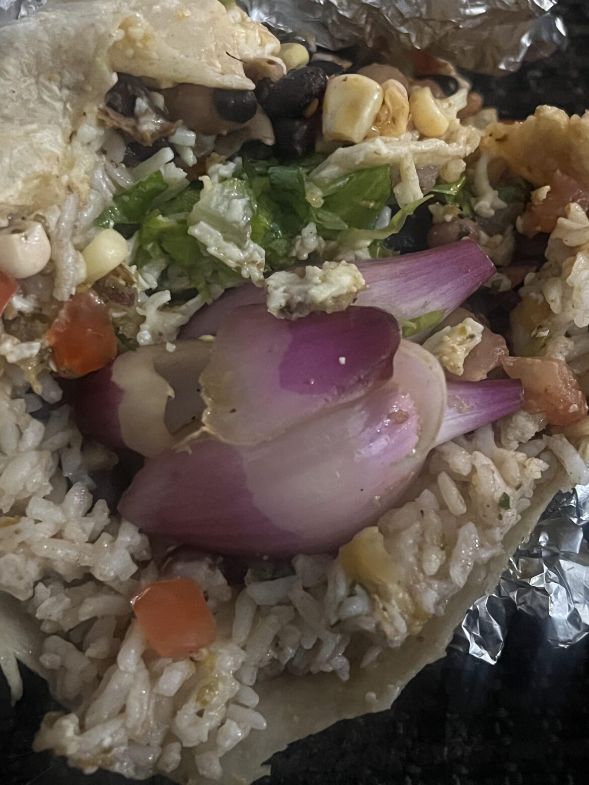 Love biting into half an onion in my burrito