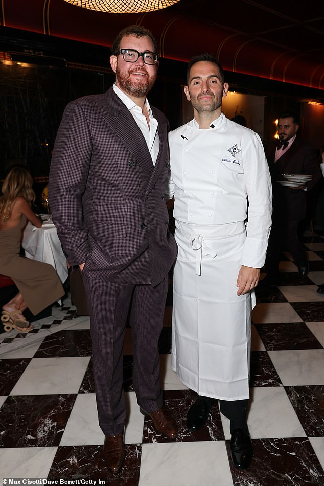 Jeff Zalaznick (left) and Chef Mario Carbone, seen attending the grand opening of Carbone in Mayfair
