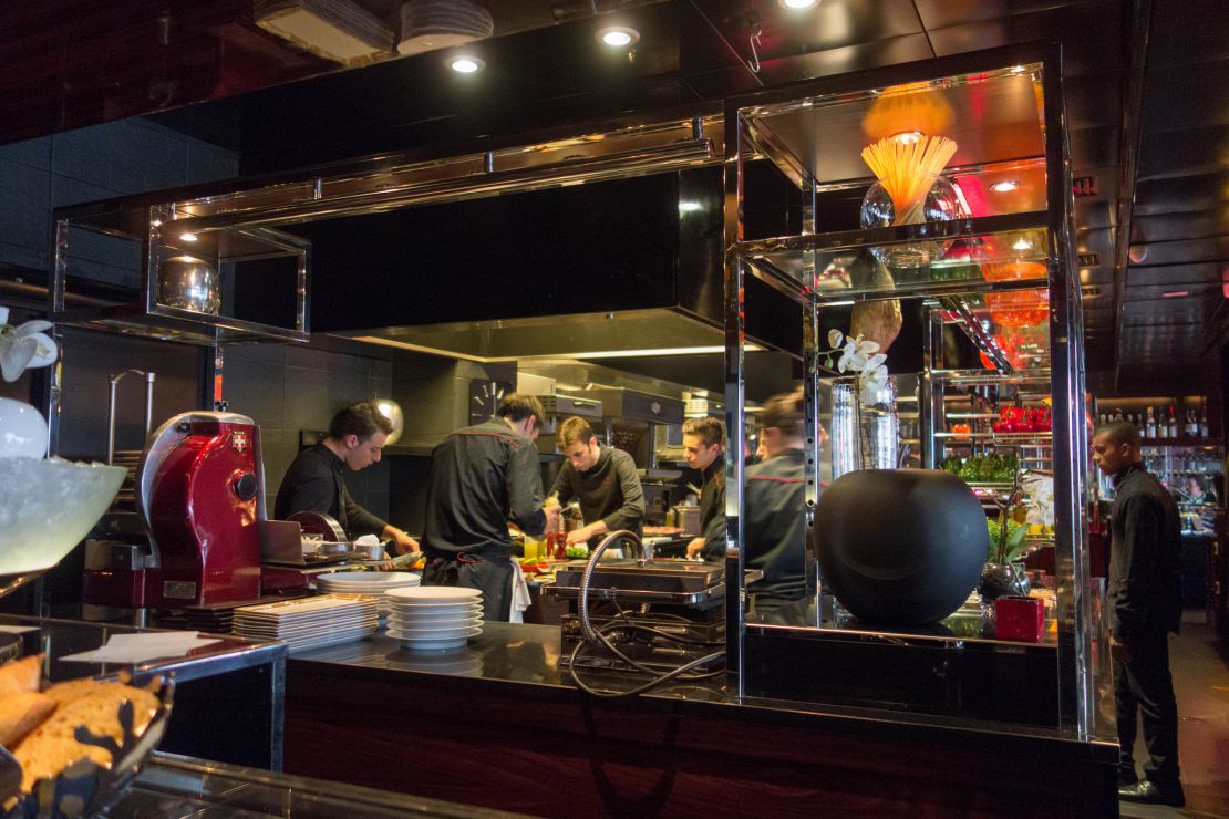 The counter feels like a sexy sushi bar at L'Atelier de Joel Robuchon.