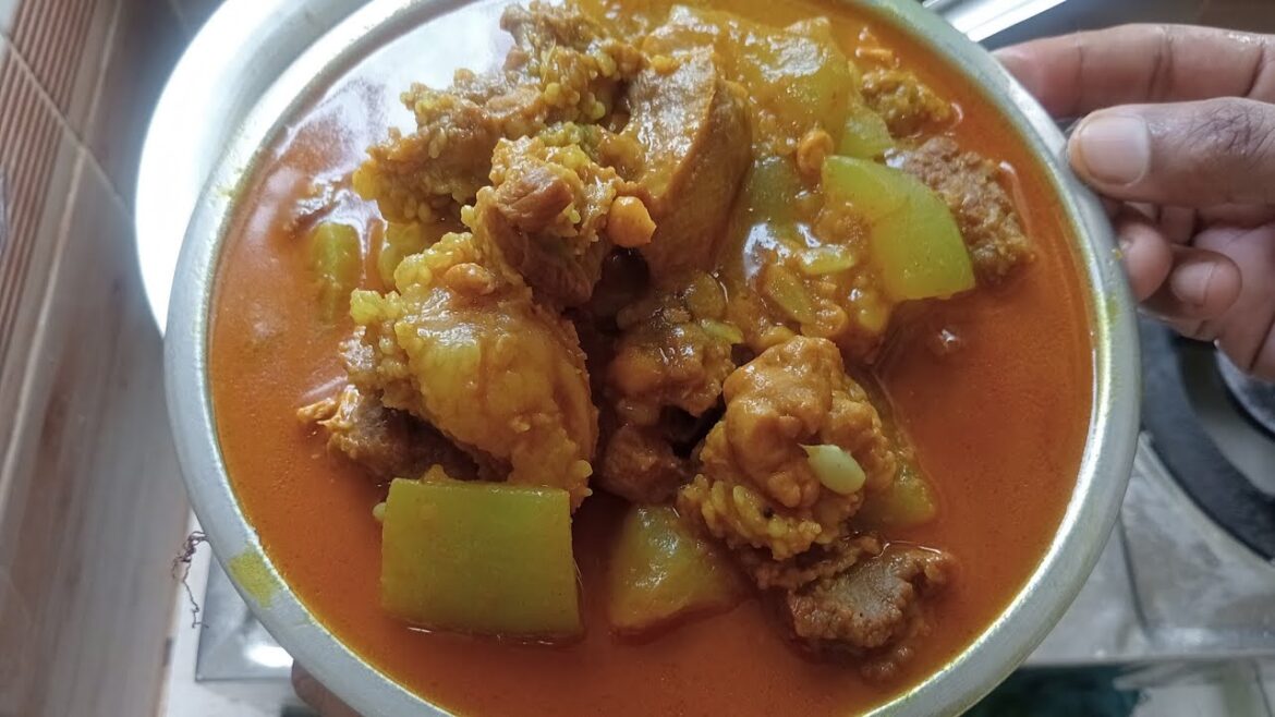 গরুর মাংস দিয়ে ছোলা ডাল আর লাউ রান্না করলাম। Beef with bottle gourd chickpea lentil recipe.