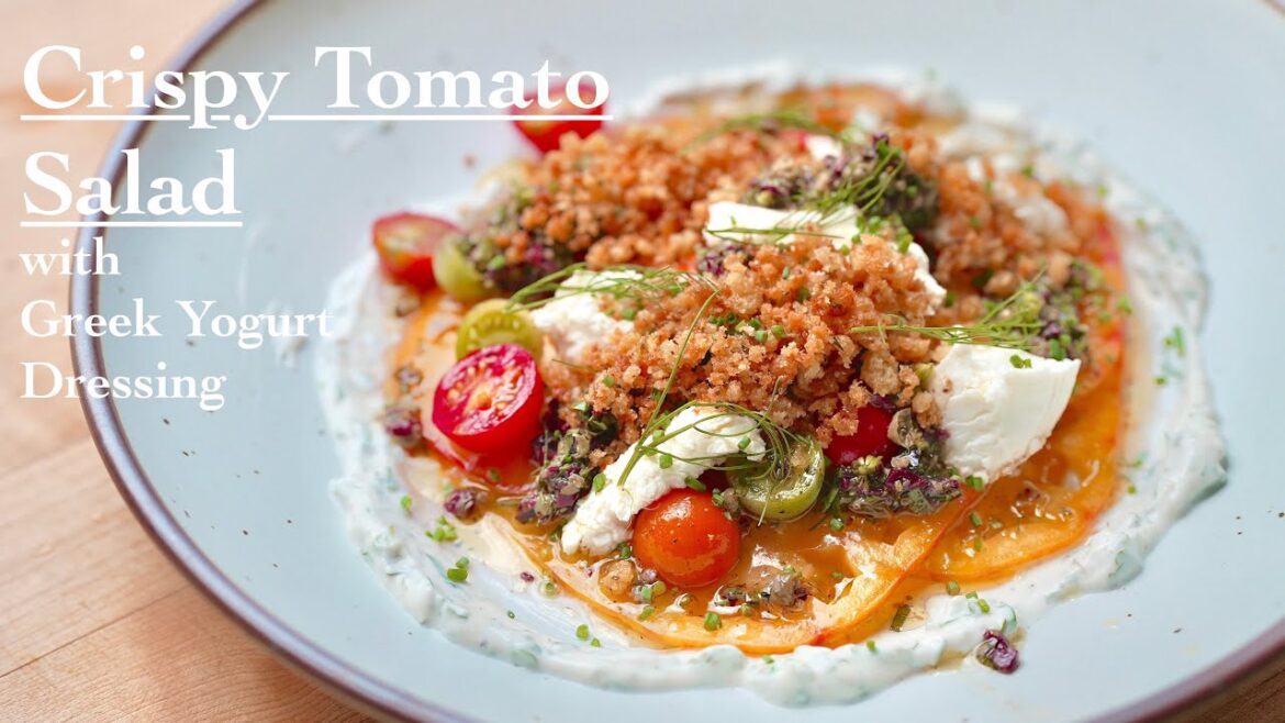 Crispy Tomato Salad with Greek Yogurt Dressing